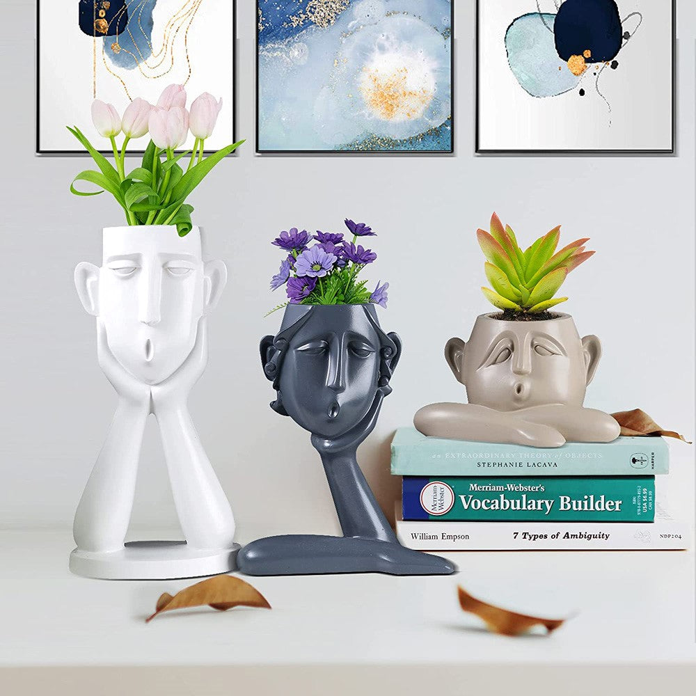 Set of 3 Decorative Resin Succulent Planter Pots