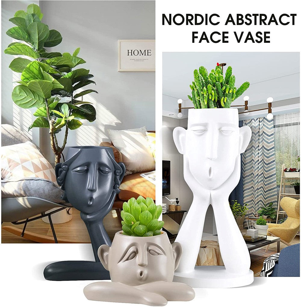 Set of 3 Decorative Resin Succulent Planter Pots