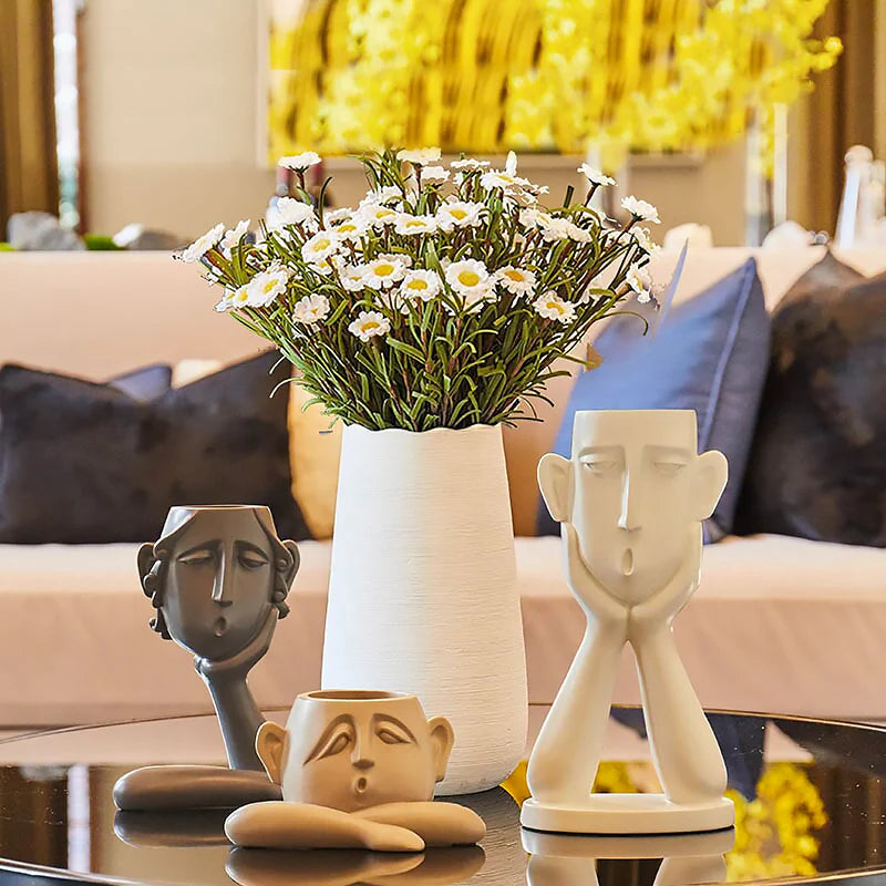 Set of 3 Decorative Resin Succulent Planter Pots