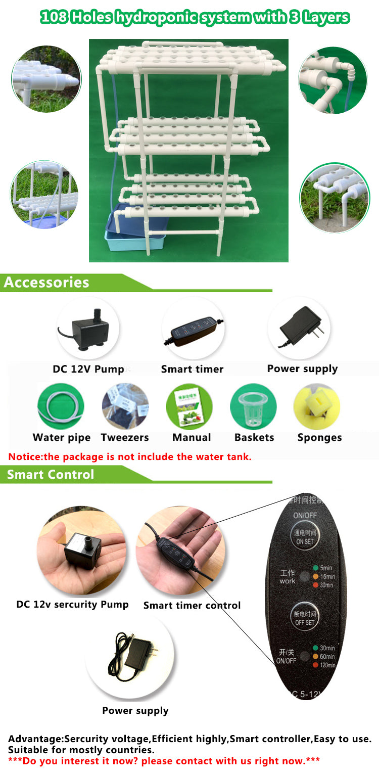 108-Plant Vertical Hydroponic Garden System | All-in-One Home Growing Kit