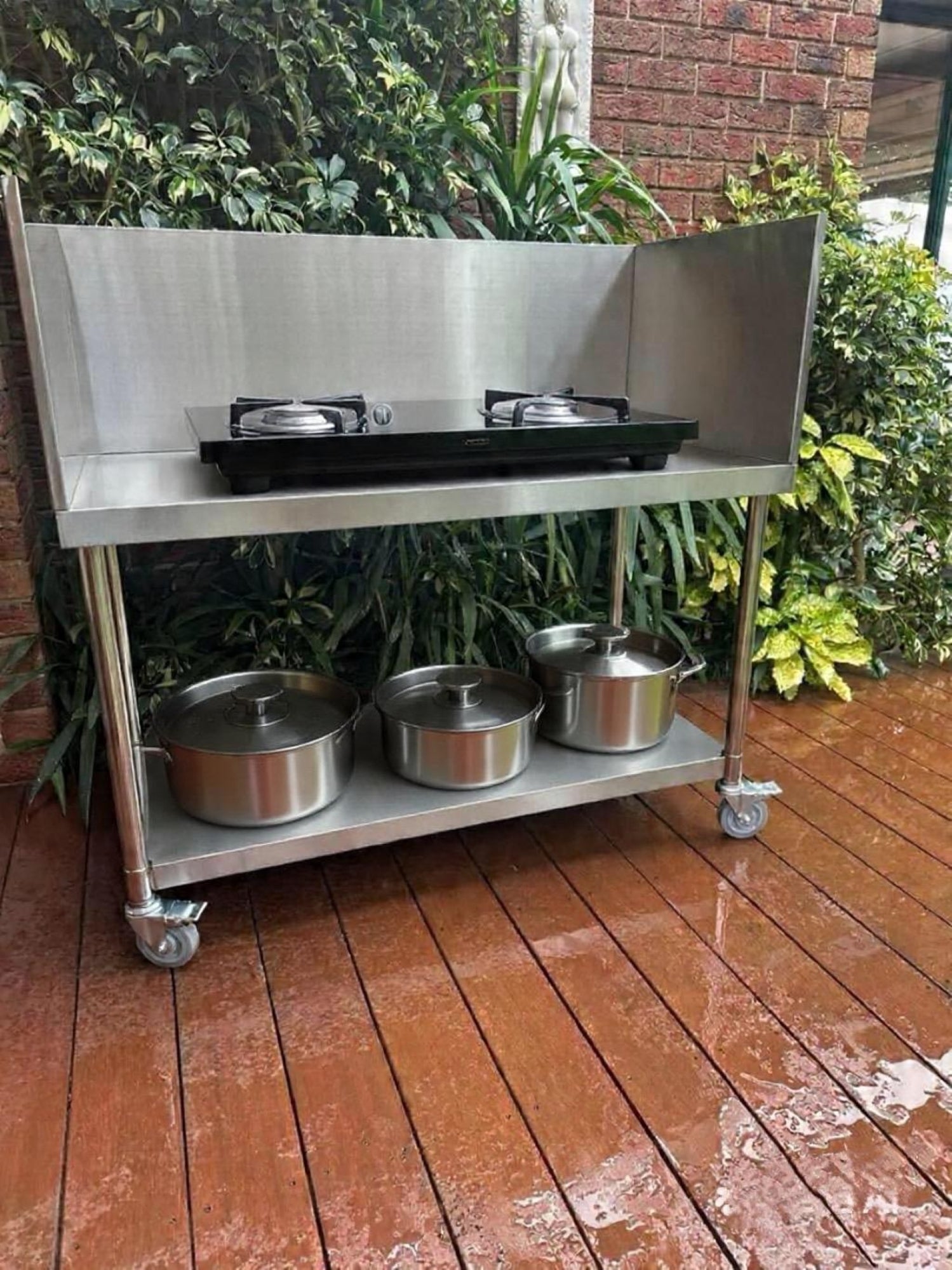 Stainless Steel BBQ Outdoor Table with Splashback