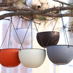 PP Resin Hanging Plant Pot – Honeycomb Design Self-Watering Planter for Balcony & Garden