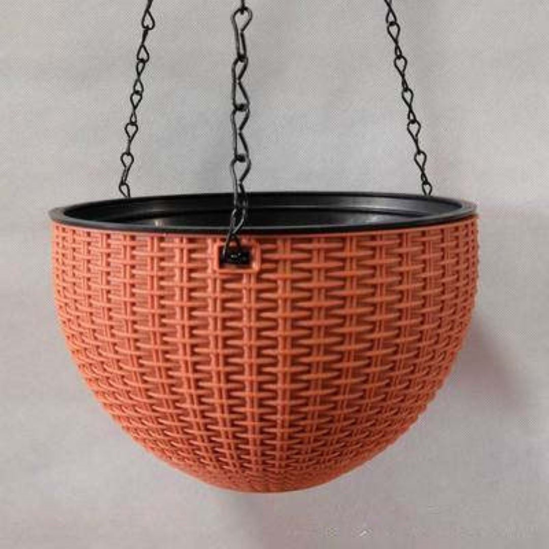 Rattan Hanging Plant Pot Self-Watering Double-Layer Basket