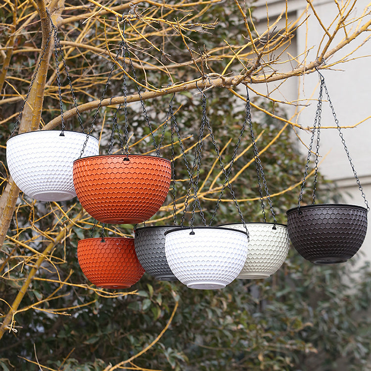 PP Resin Hanging Plant Pot – Honeycomb Design Self-Watering Planter for Balcony & Garden