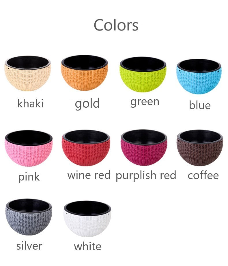 Rattan Hanging Plant Pot Self-Watering Double-Layer Basket