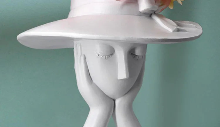 Resin Girl Head Flower Pot Decorative Lady Face Planter
