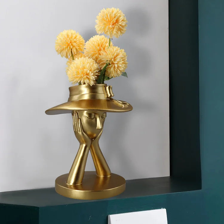 Resin Girl Head Flower Pot | Decorative Face Planter for Succulents