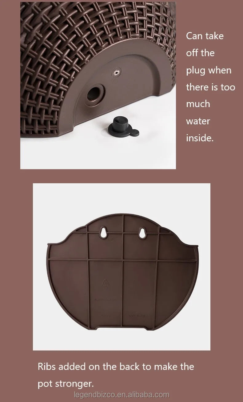 Half-Round Faux Rattan Wall Planter Hanging Flower Pot