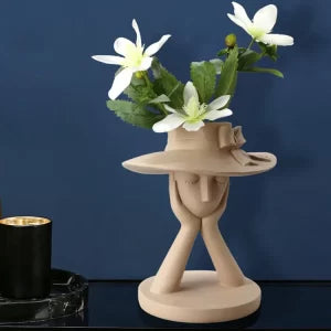 Resin Girl Head Flower Pot Decorative Lady Face Planter