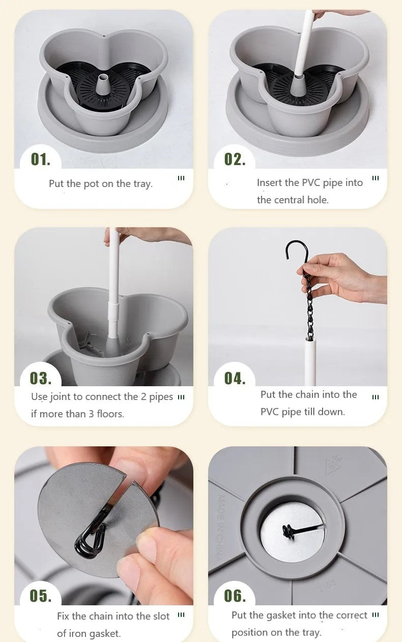 PVC Support Pipe Kit for 5-Tier Vertical Planter