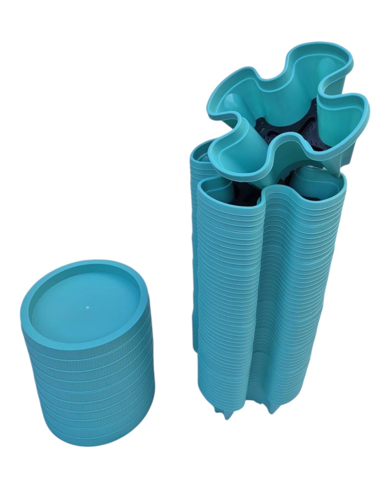 50-Tier Stackable Vertical Garden Planter Kit with PVC Support & Mobile Trolley Base