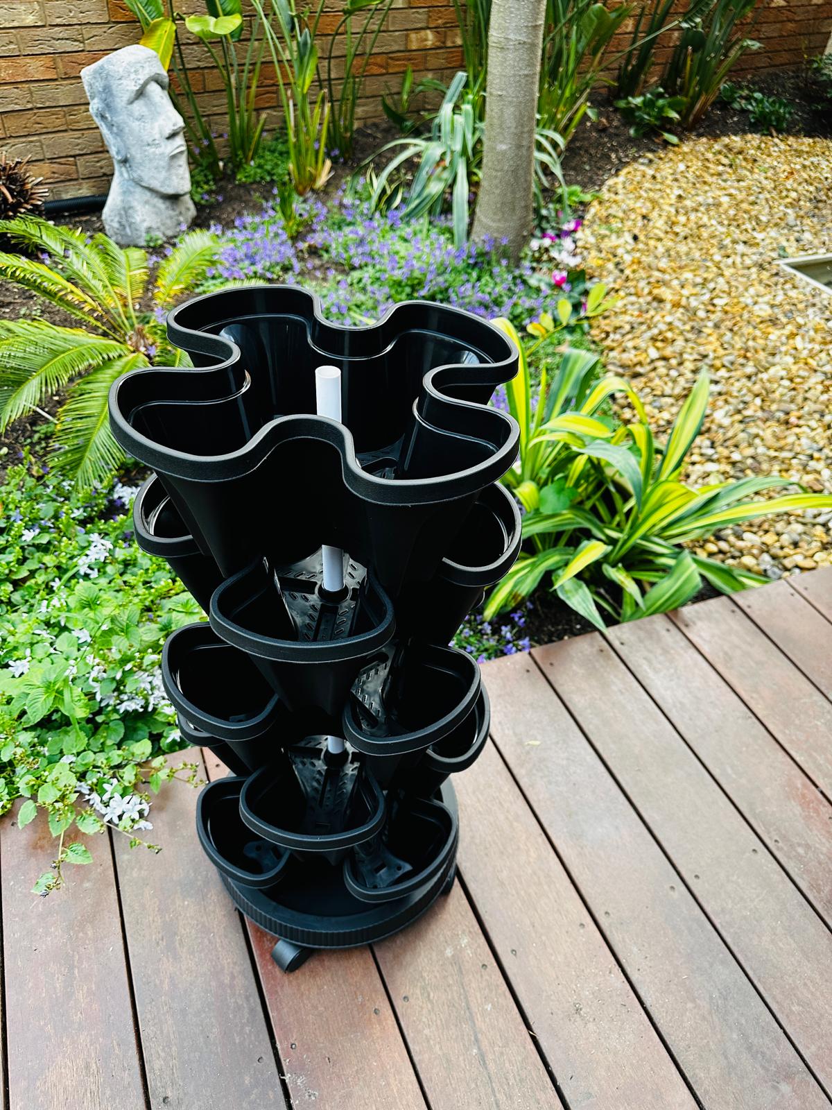5-Tier Stackable Vertical Garden Planter with Wheels & PVC Support