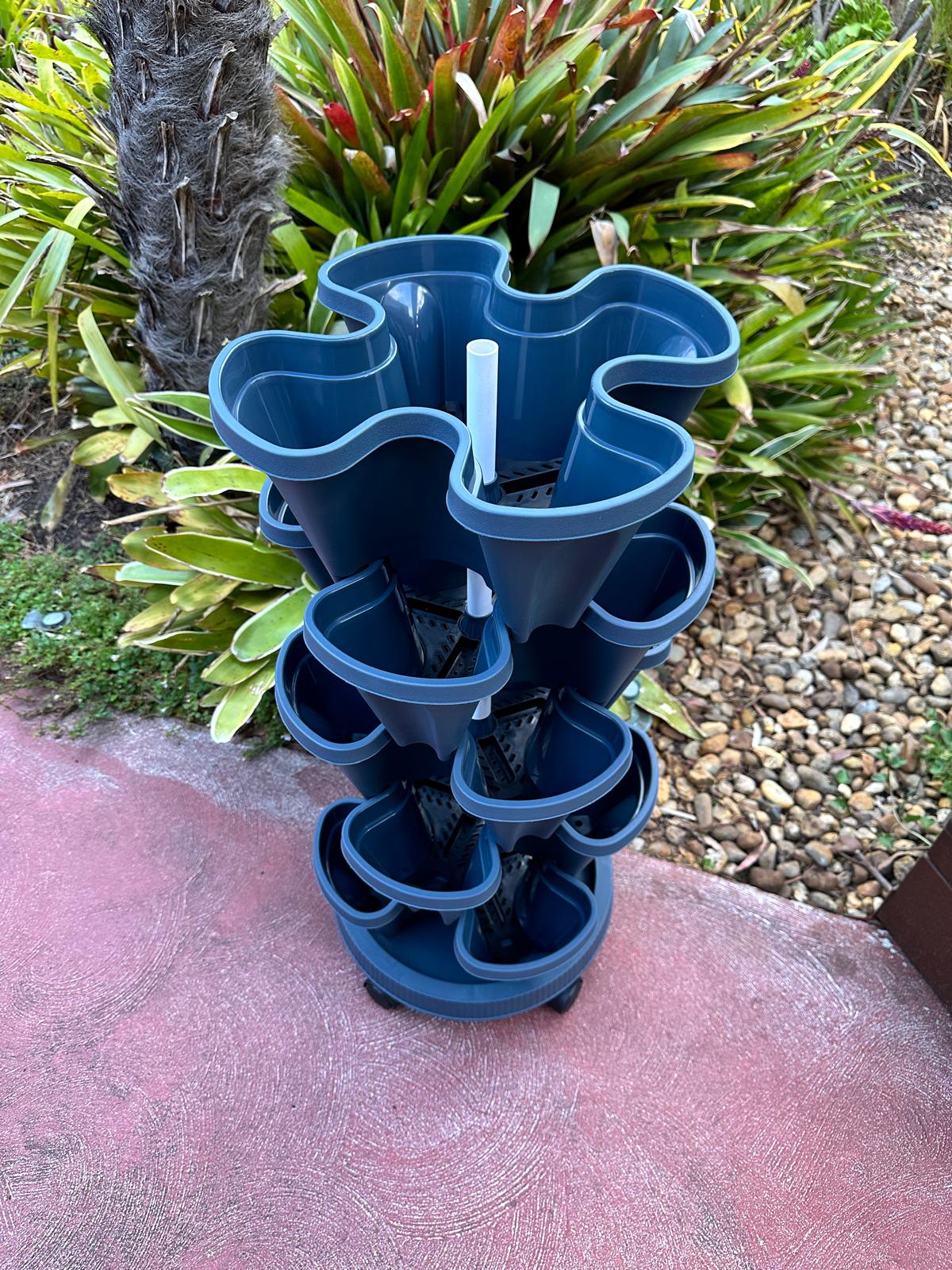 5-Tier Stackable Vertical Garden Planter with Wheels & PVC Support