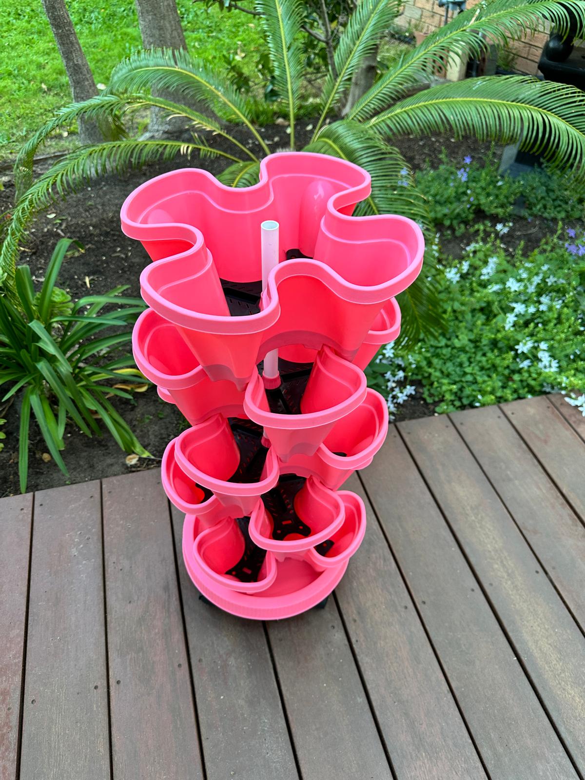 5-Tier Stackable Vertical Garden Planter with Wheels & PVC Support