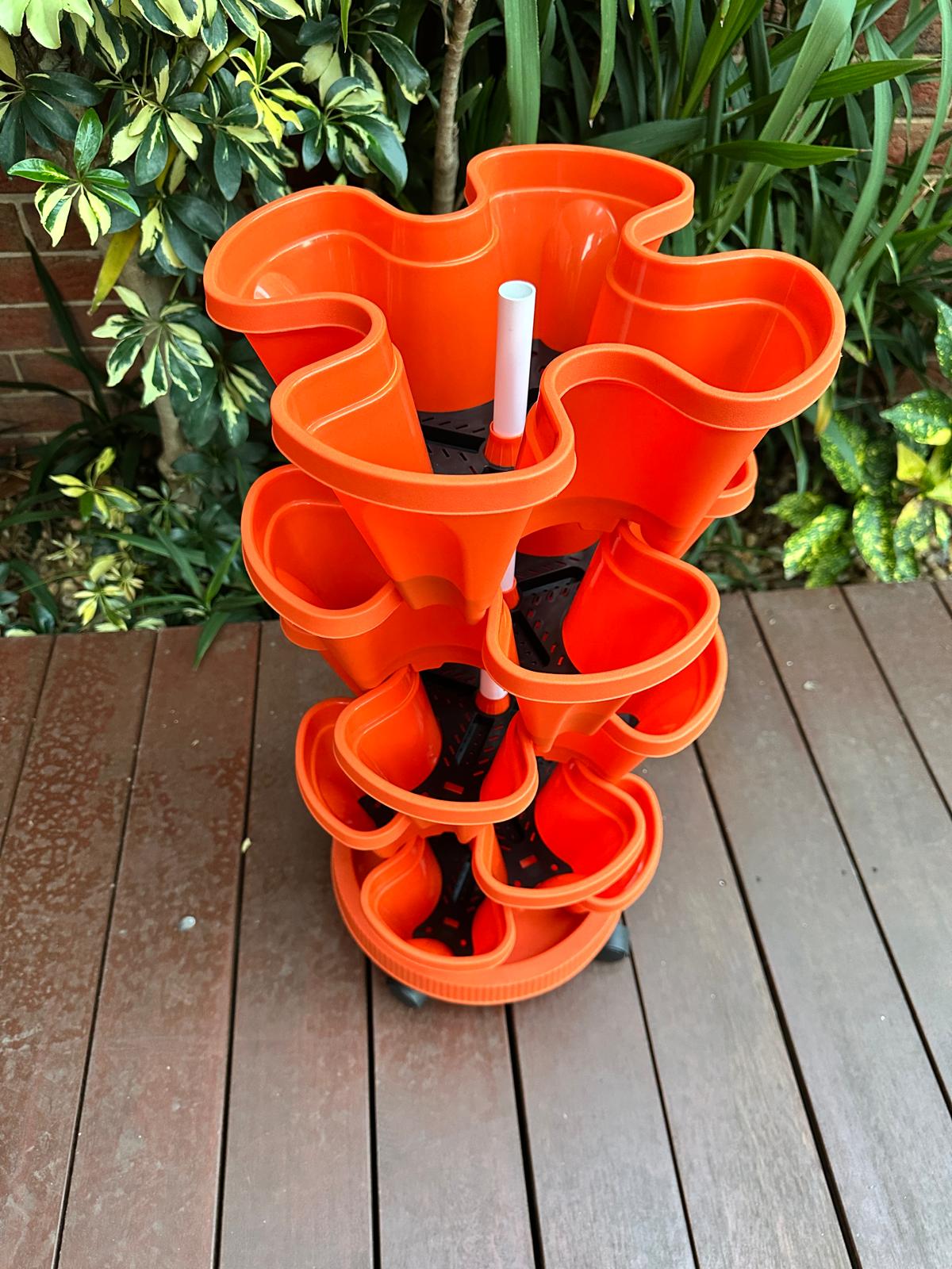 5-Tier Stackable Vertical Garden Planter with Wheels & PVC Support