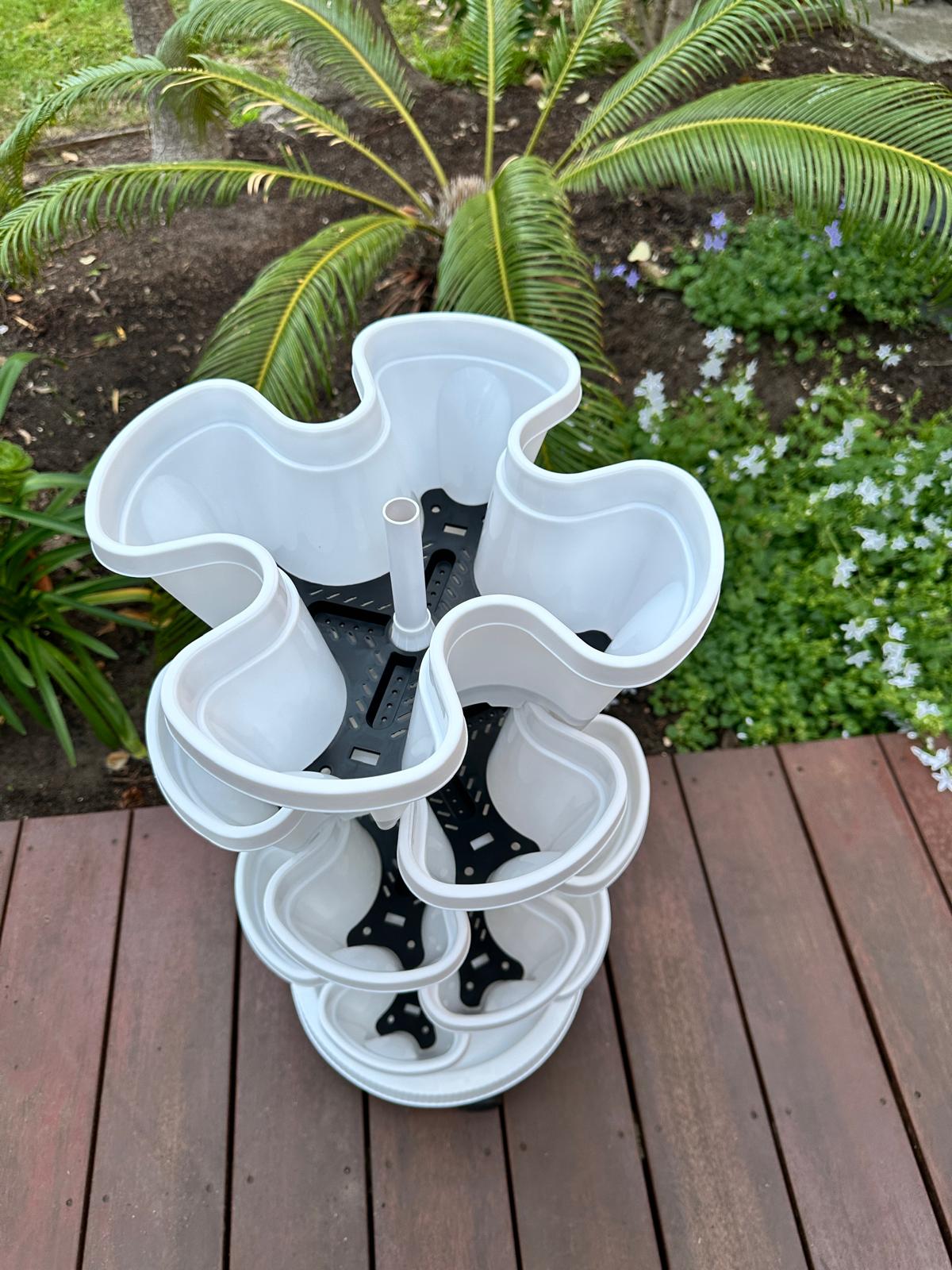 5-Tier Stackable Vertical Garden Planter with Wheels & PVC Support