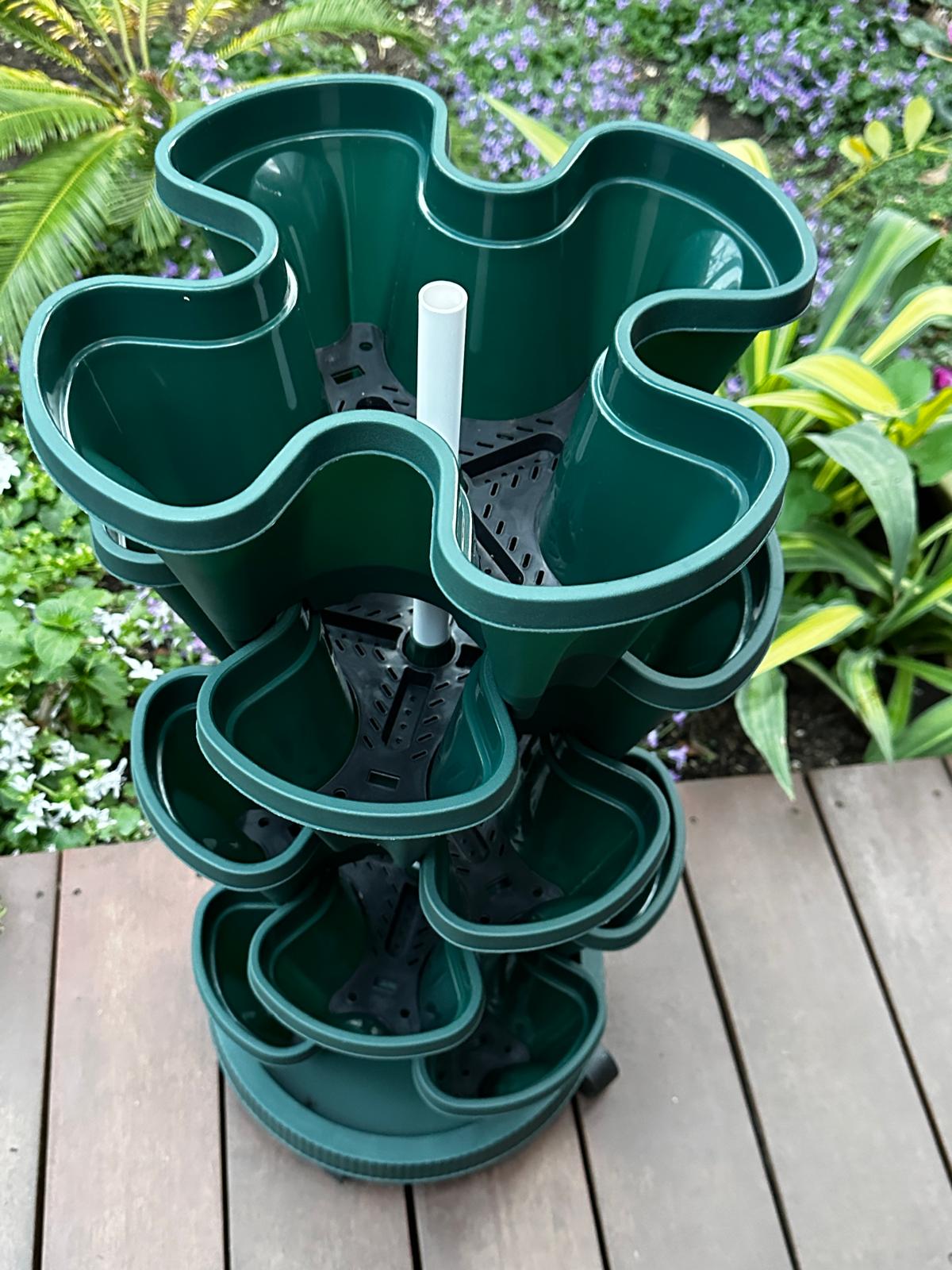 5-Tier Stackable Vertical Garden Planter with Wheels & PVC Support