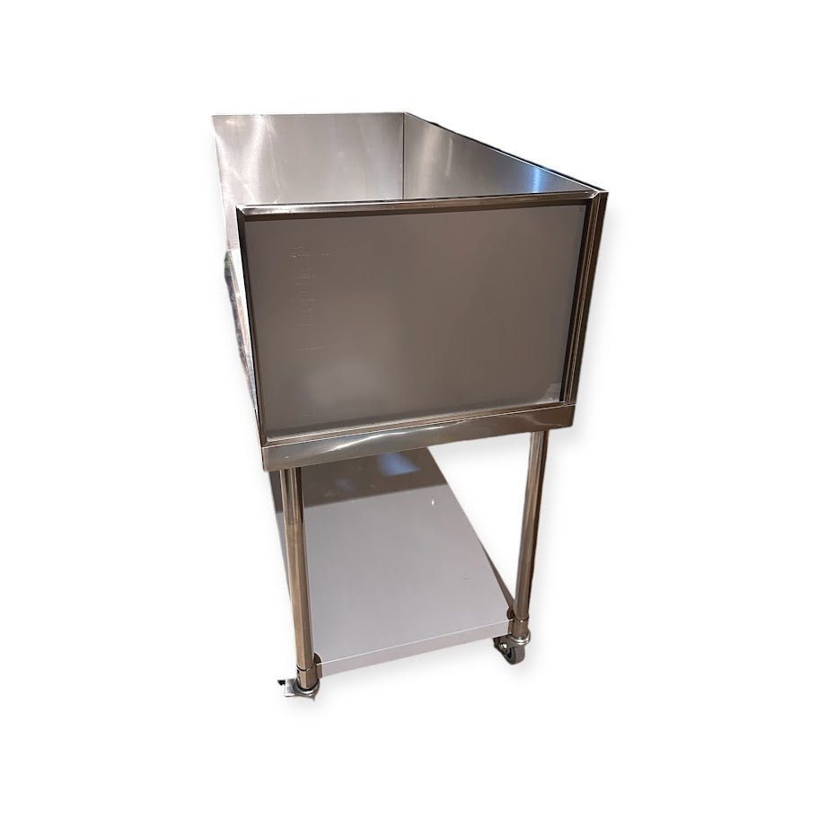 Stainless Steel Commercial BBQ Kitchen Table with Tall Splashback & Wheels