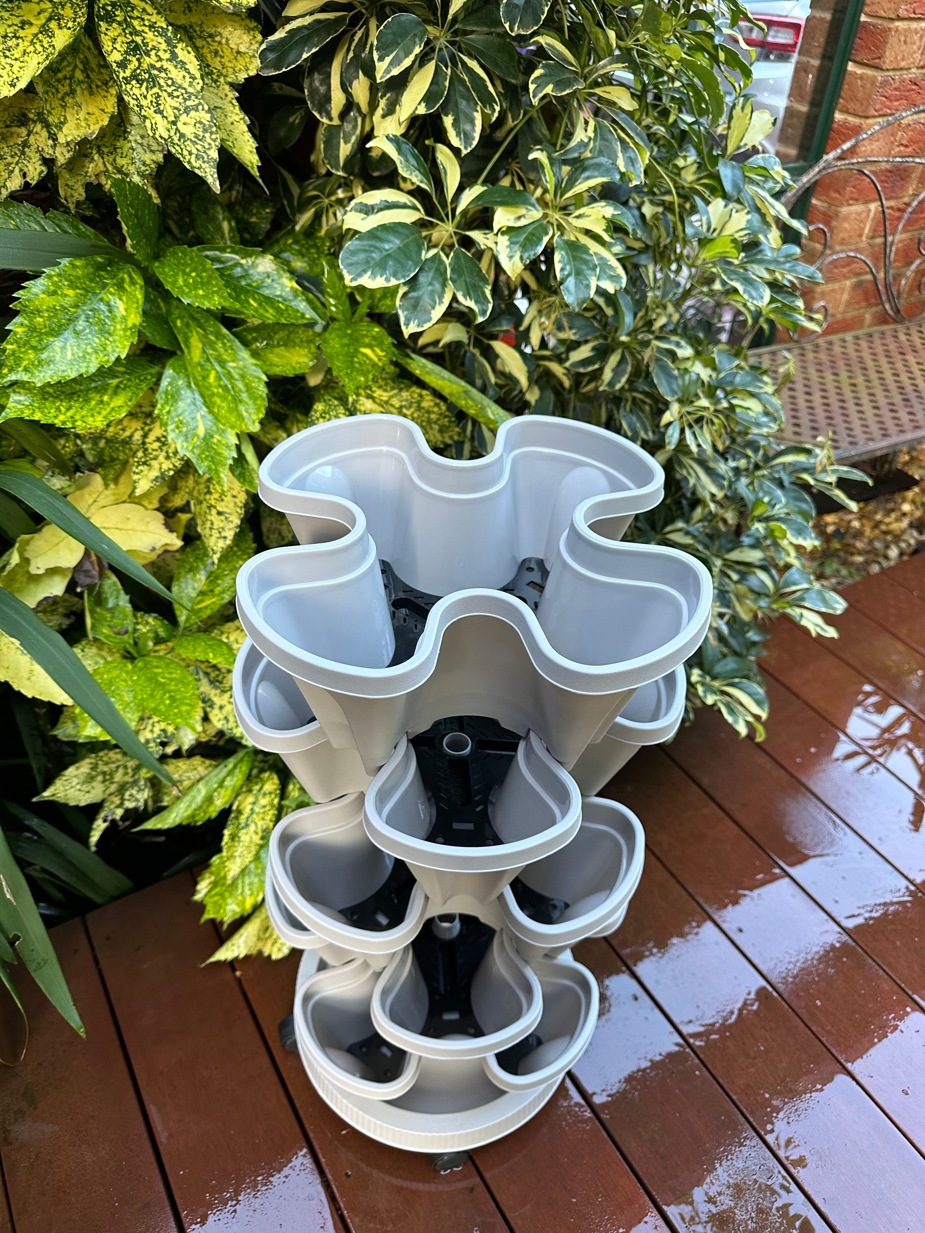 50-Tier Stackable Vertical Garden Planter Kit with PVC Support & Mobile Trolley Base