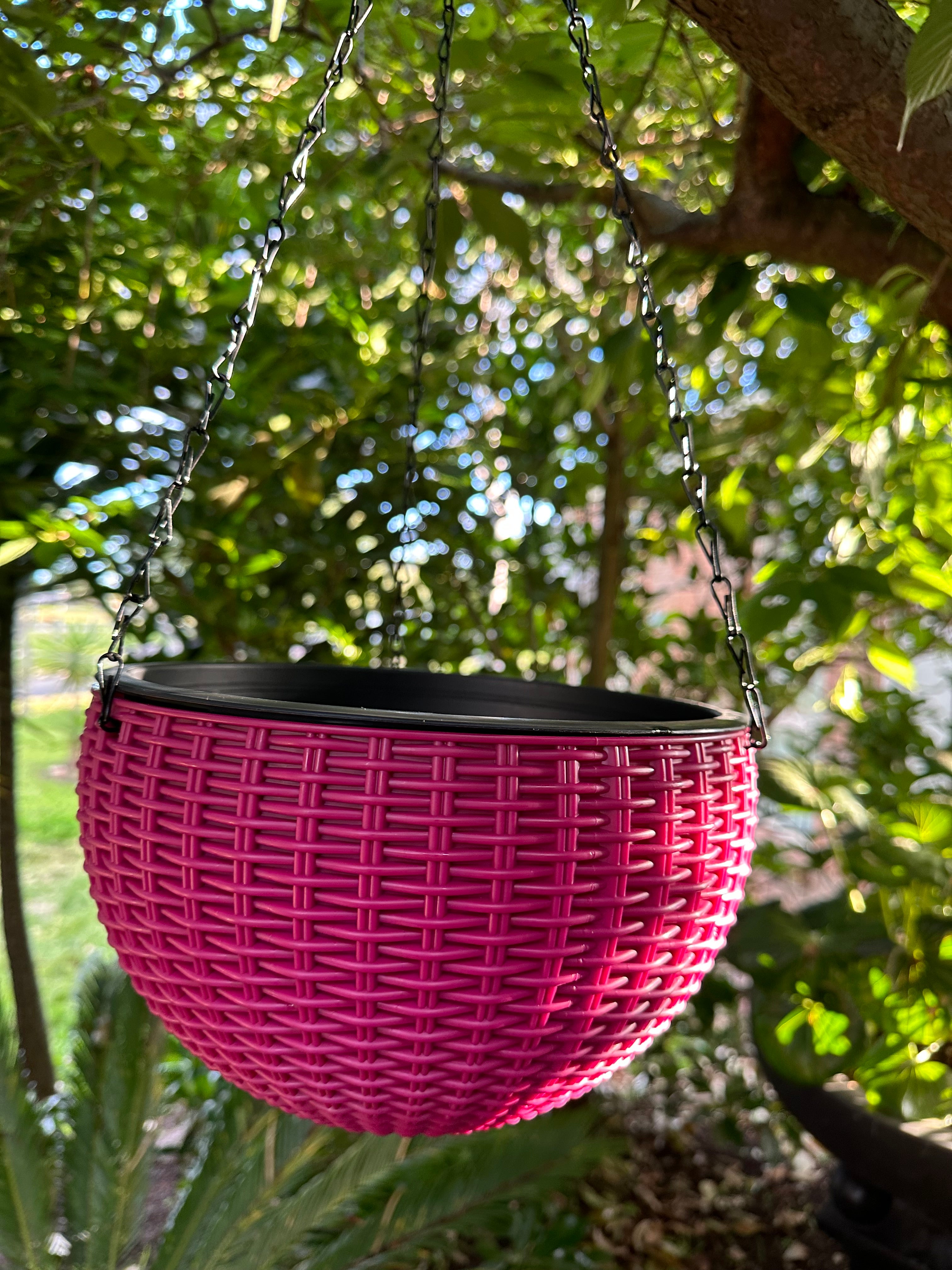 Rattan Hanging Plant Pots | Self-Watering Double-Layer Baskets