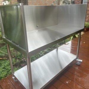 Stainless Steel Commercial BBQ Kitchen Table with Tall Splashback & Wheels