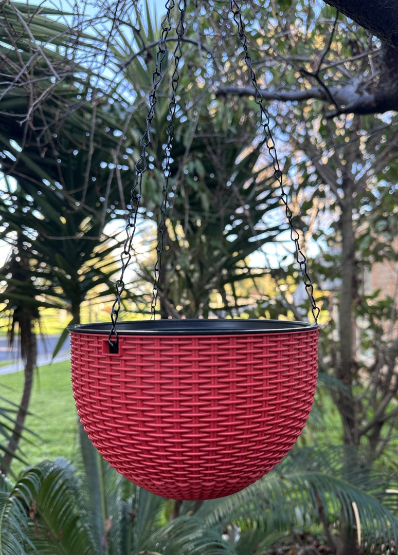 Rattan Hanging Plant Pot Self-Watering Double-Layer Basket