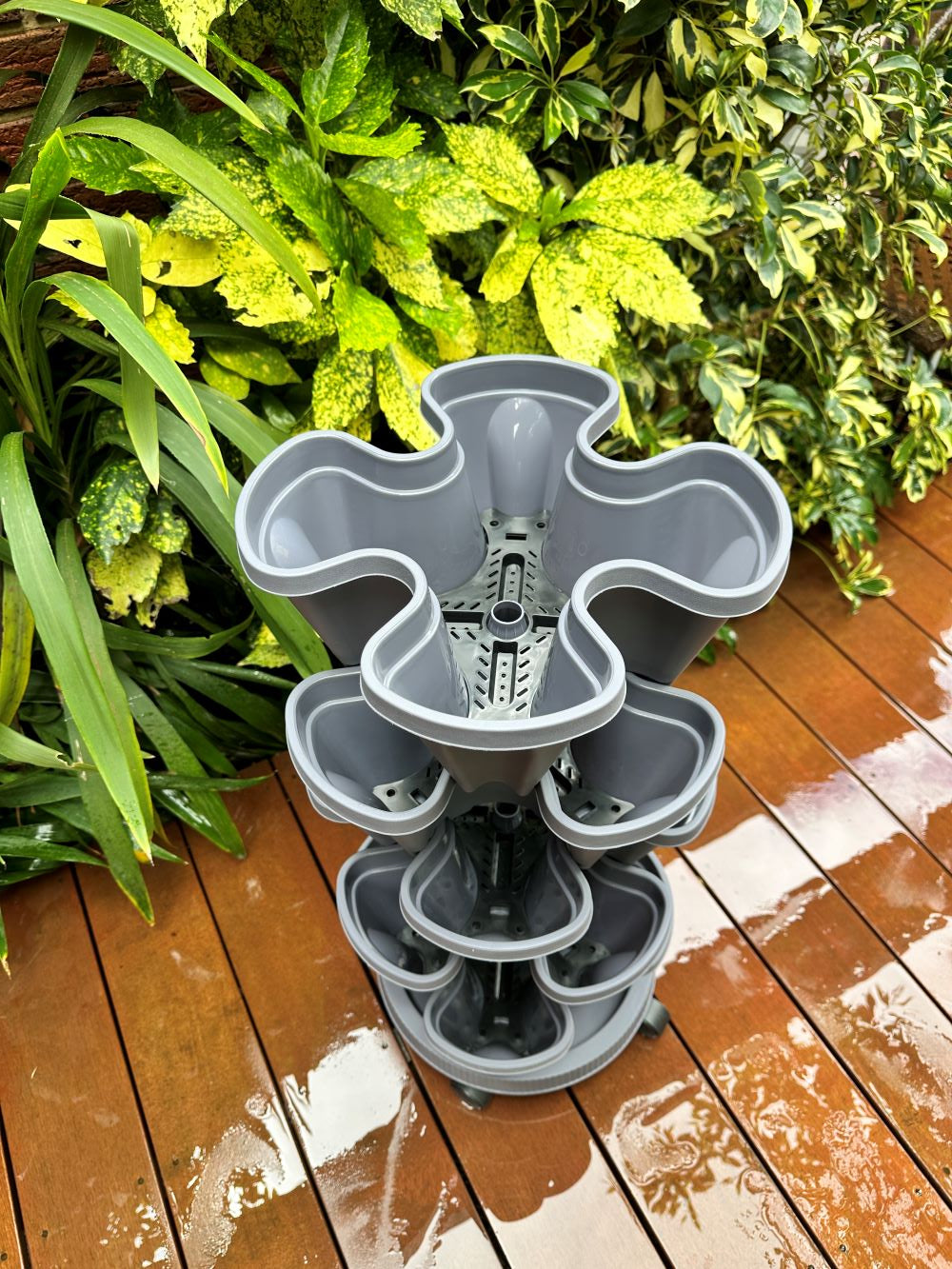 50-Tier Stackable Vertical Garden Planter Kit with PVC Support & Mobile Trolley Base