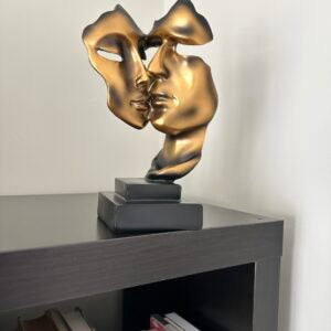 Golden Resin Kissing Couple Nordic Sculpture