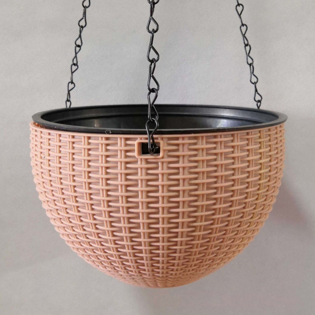 Rattan Hanging Plant Pot Self-Watering Double-Layer Basket