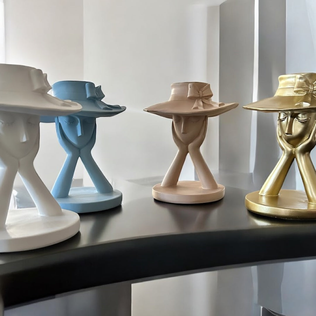 Resin Girl Head Flower Pot Decorative Lady Face Planter