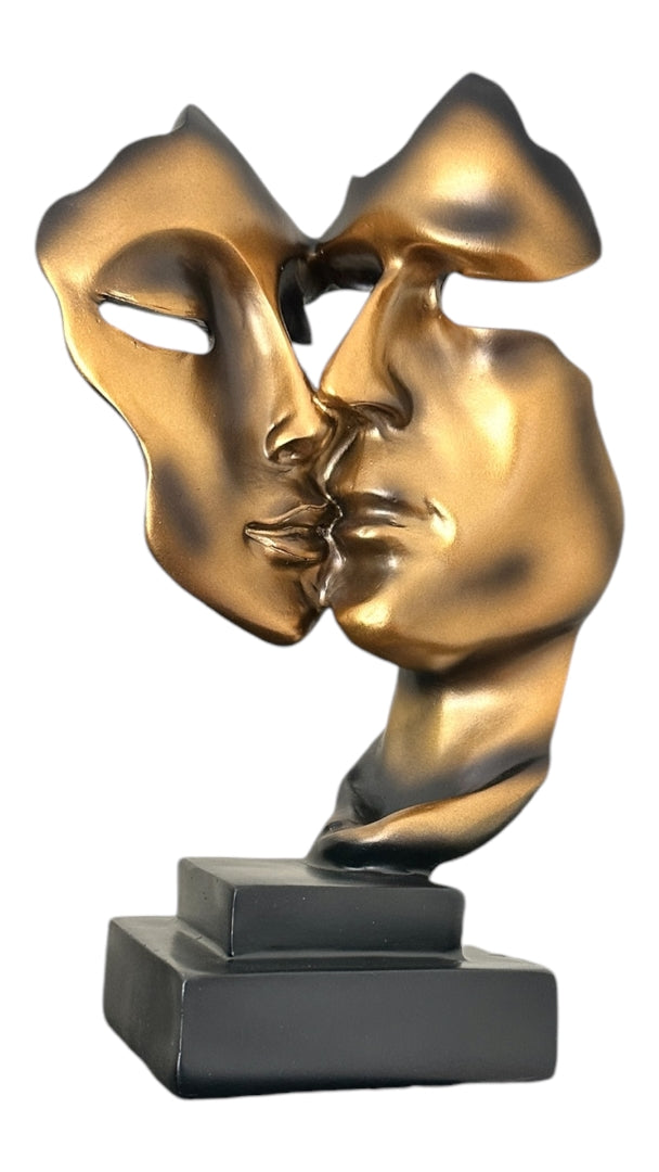 Golden Resin Kissing Couple Nordic Sculpture