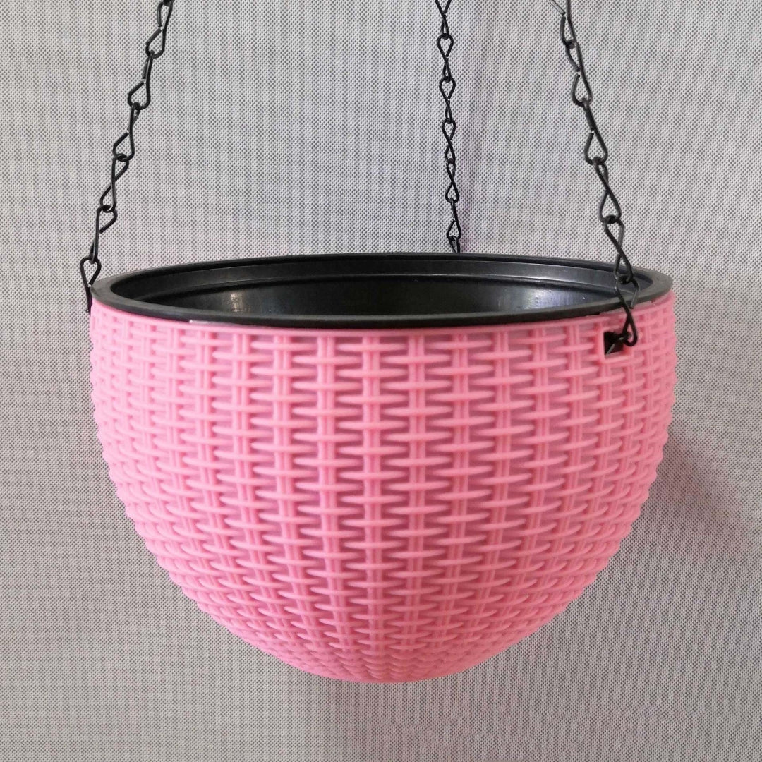 Rattan Hanging Plant Pot Self-Watering Double-Layer Basket