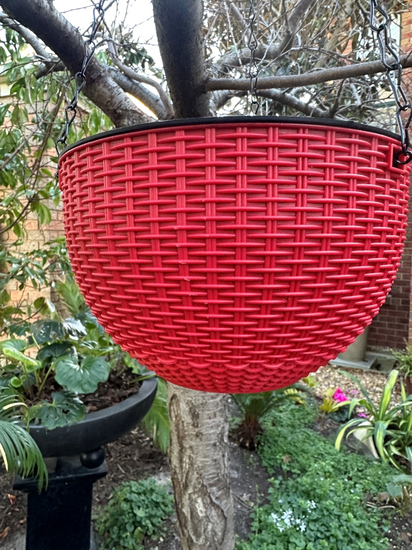 Rattan Hanging Plant Pot Self-Watering Double-Layer Basket