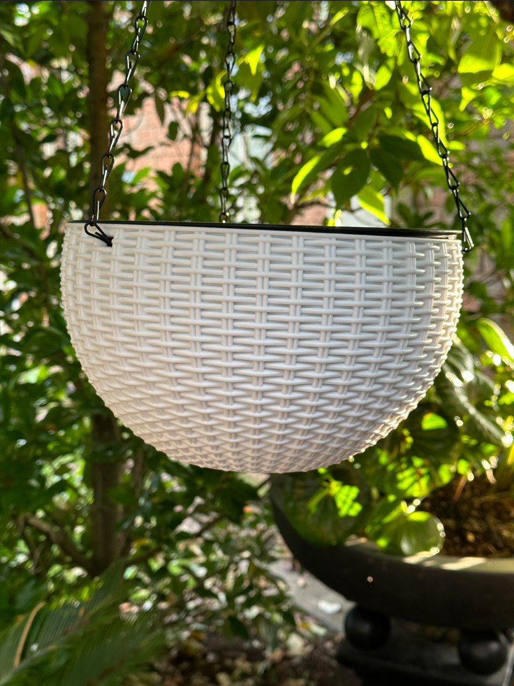 Rattan Hanging Plant Pot Self-Watering Double-Layer Basket