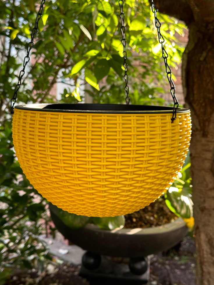 Rattan Hanging Plant Pot Self-Watering Double-Layer Basket