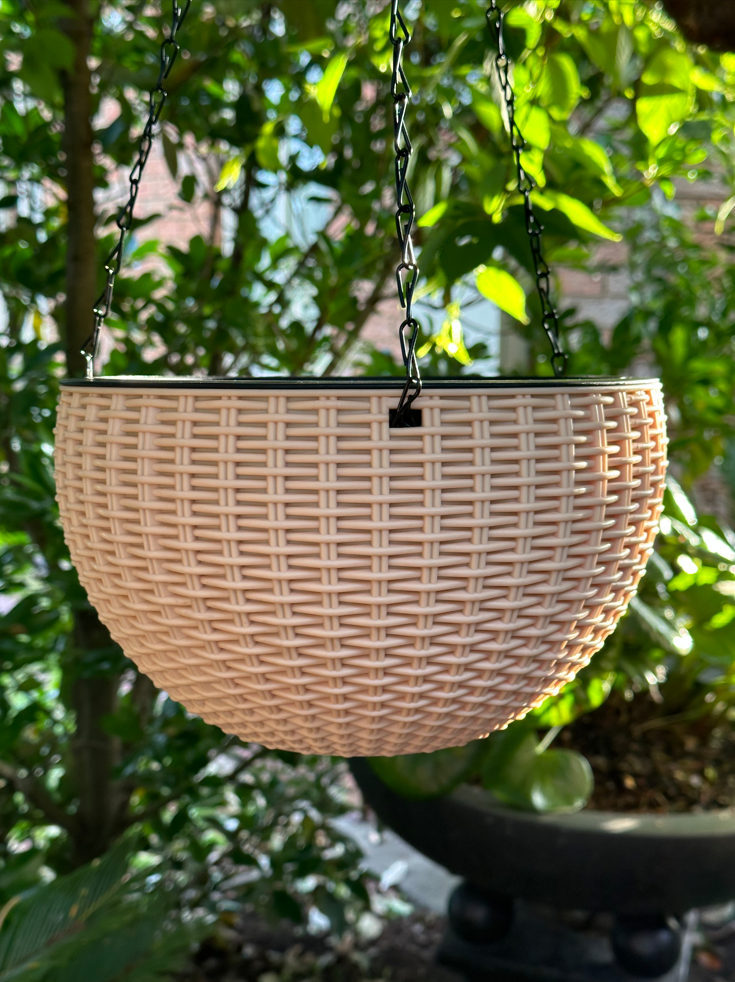 Rattan Hanging Plant Pot Self-Watering Double-Layer Basket