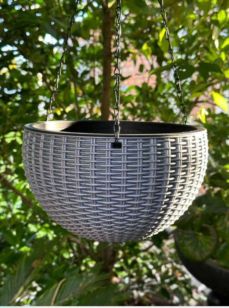 Rattan Hanging Plant Pot Self-Watering Double-Layer Basket