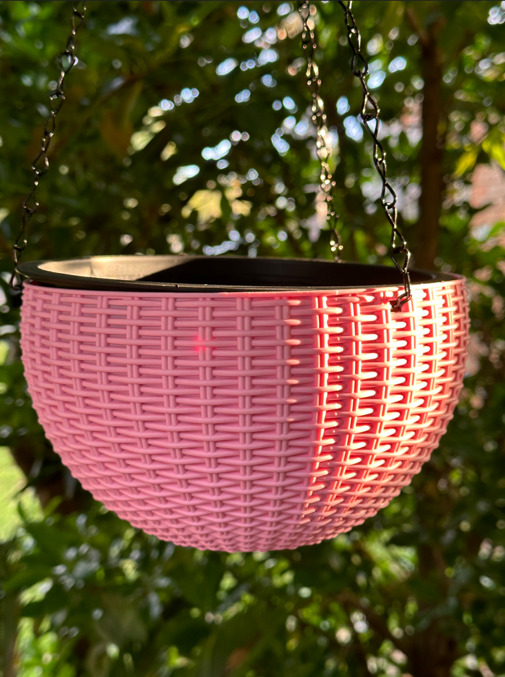 Rattan Hanging Plant Pot Self-Watering Double-Layer Basket