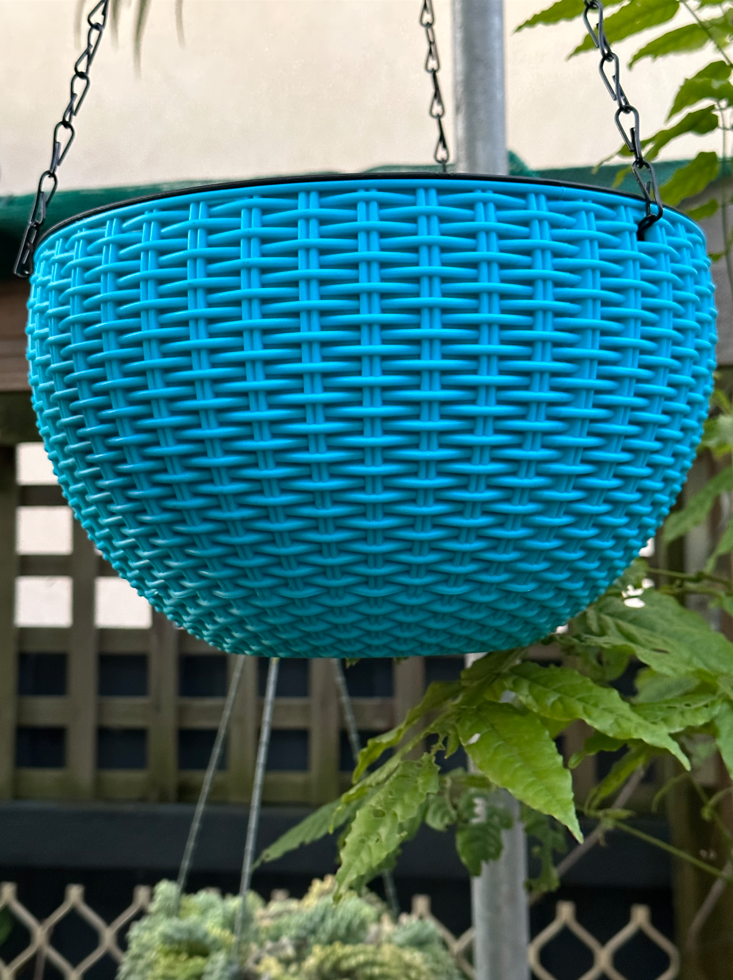 Rattan Hanging Plant Pot Self-Watering Double-Layer Basket