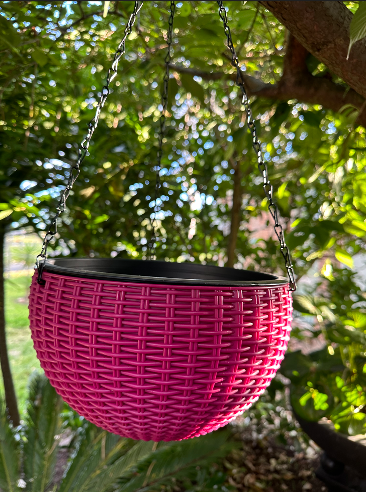 Rattan Hanging Plant Pot Self-Watering Double-Layer Basket