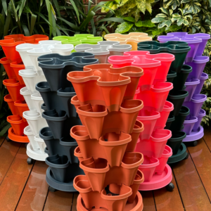5-Tier Stackable Vertical Garden Planter with Wheels & PVC Support