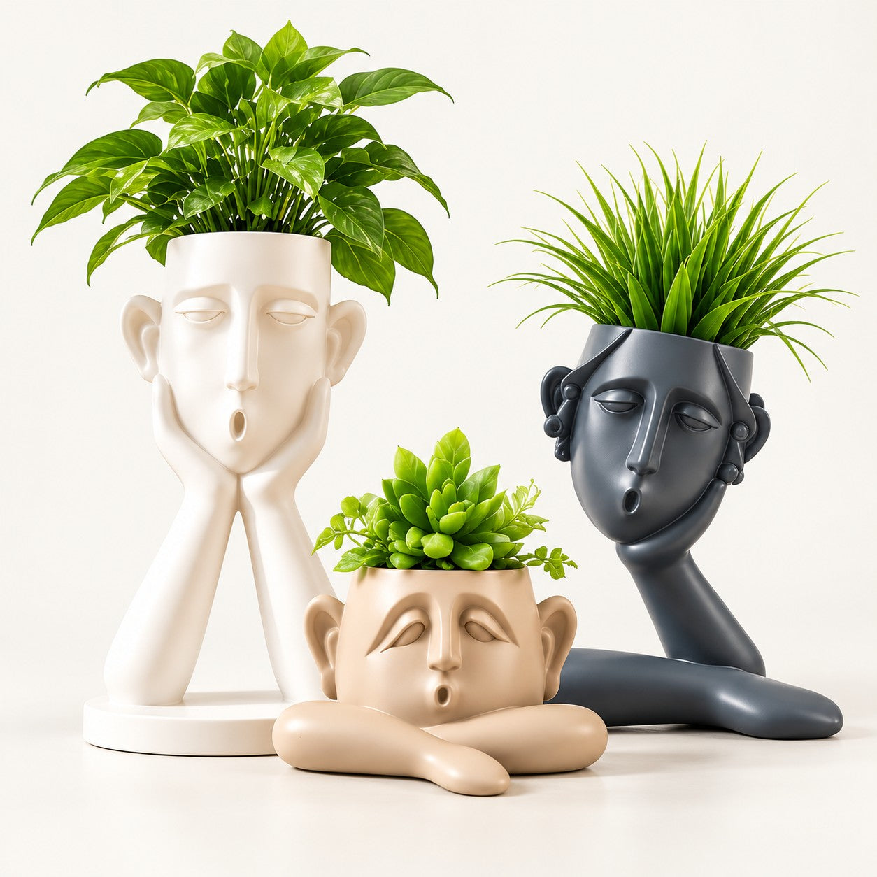 Set of 3 Resin Succulent Planters Indoor Pots AU