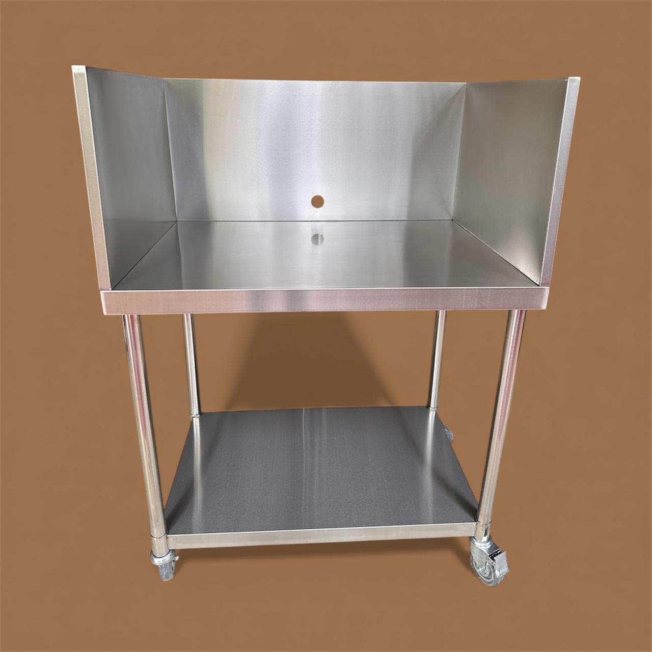 760x760 BBQ prep table angled view with three-sided splashback