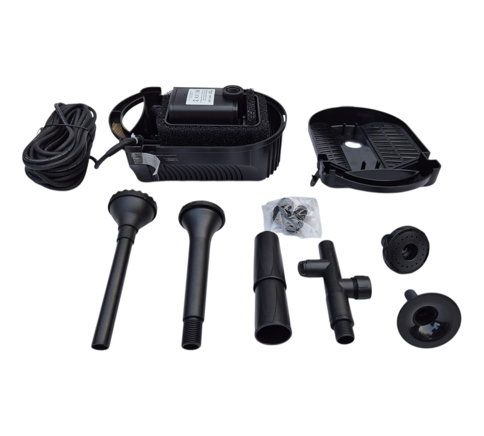 4000 LPH All-in-One Pond Fountain Pump + Filter Kit with 3 Nozzles | 10m Cable