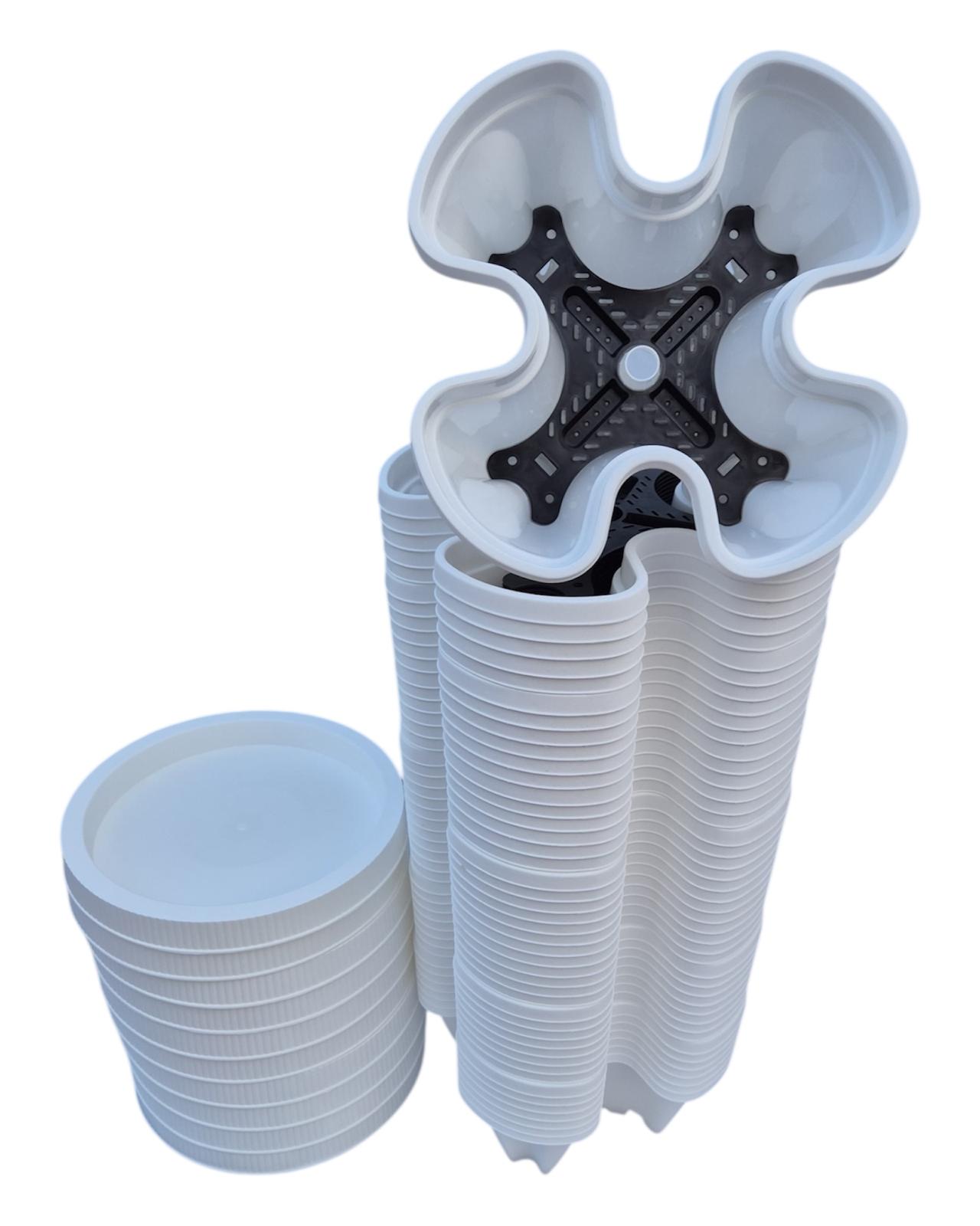 50-Tier Stackable Vertical Garden Planter Kit with PVC Support & Mobile Trolley Base