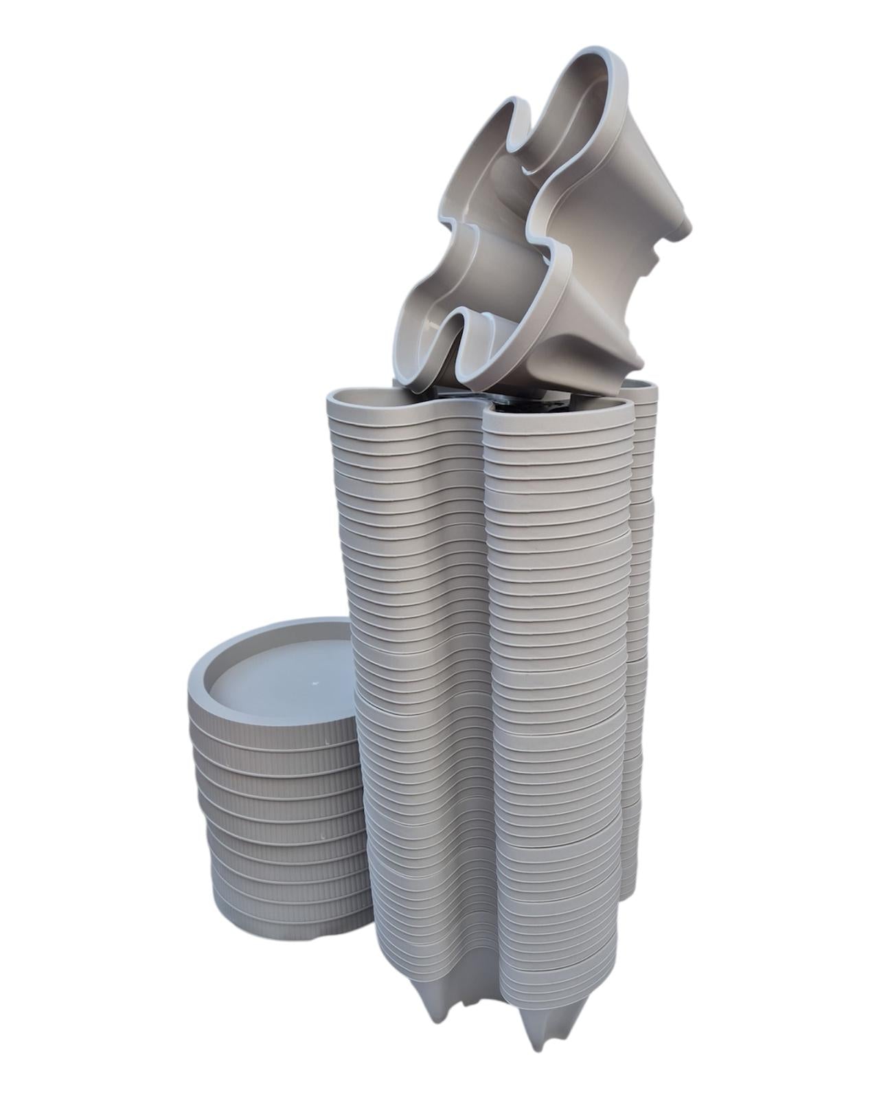 50-Tier Stackable Vertical Garden Planter Kit with PVC Support & Mobile Trolley Base