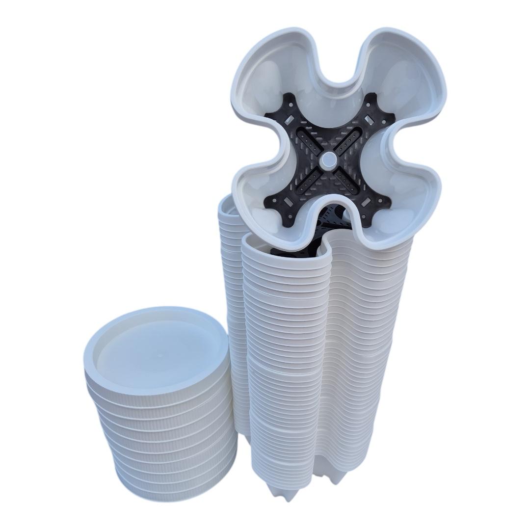 50-Tier Stackable Vertical Garden Planter Kit with PVC Support & Mobile Trolley Base