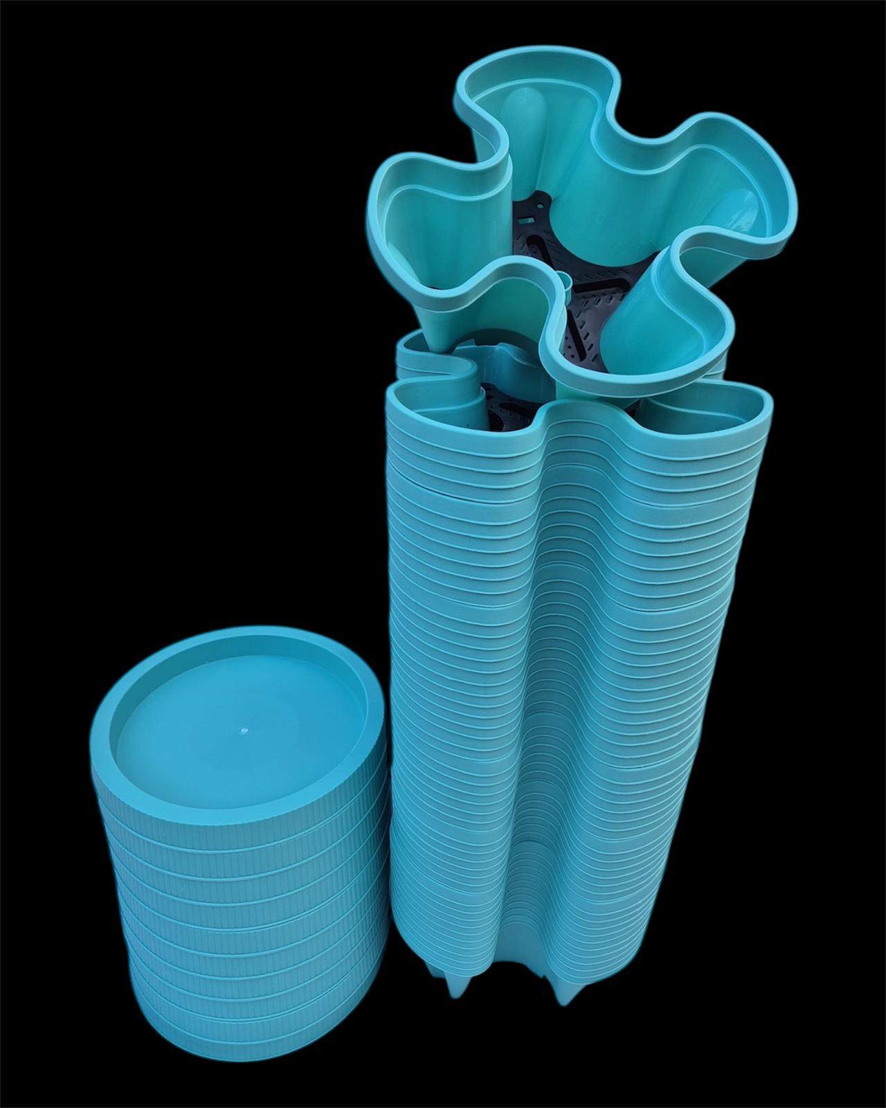 50-Tier Stackable Vertical Garden Planter Kit with PVC Support & Mobile Trolley Base