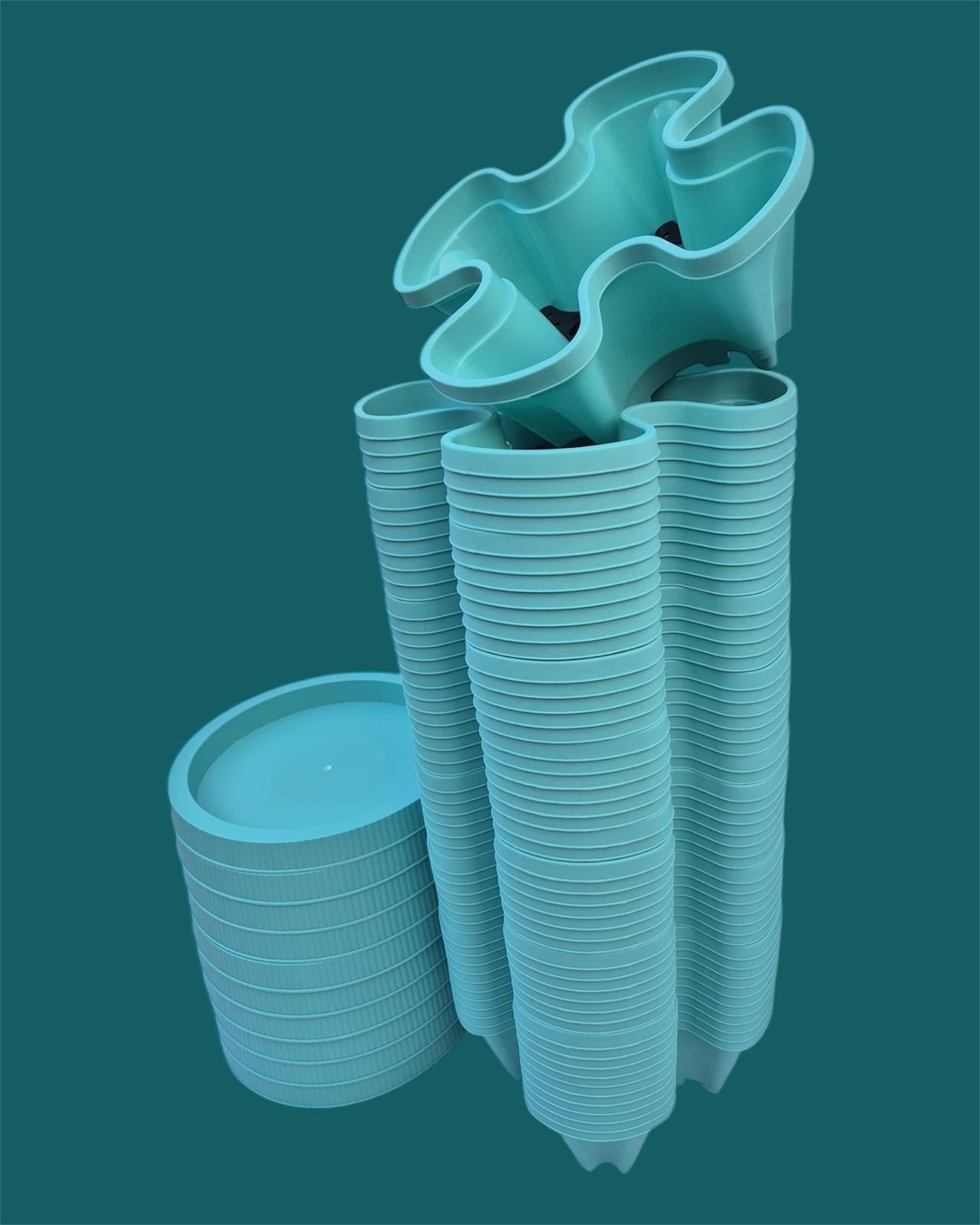 50-Tier Stackable Vertical Garden Planter Kit with PVC Support & Mobile Trolley Base