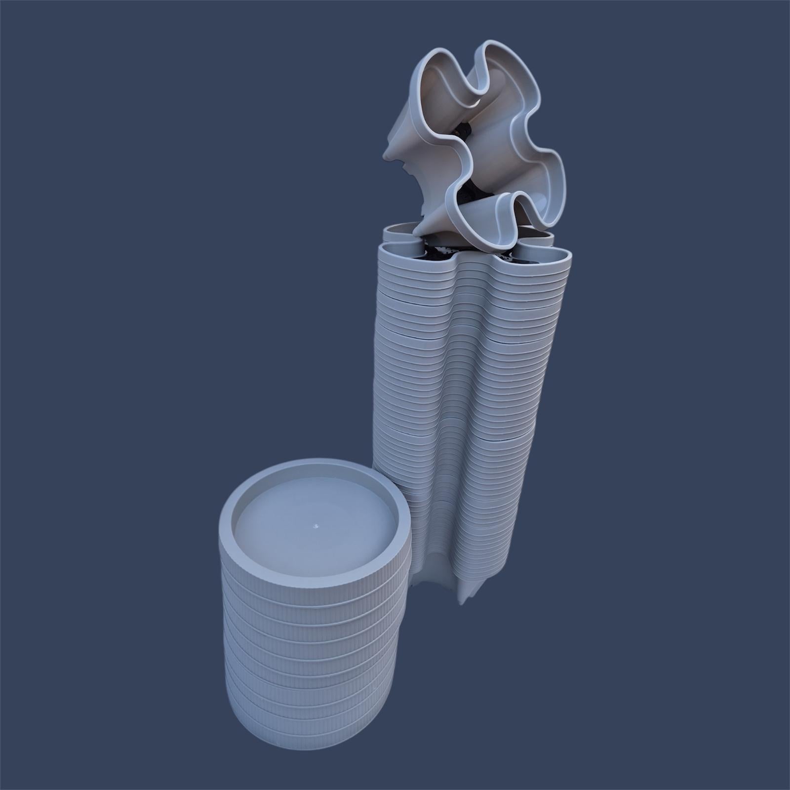 50-Tier Stackable Vertical Garden Planter Kit with PVC Support & Mobile Trolley Base